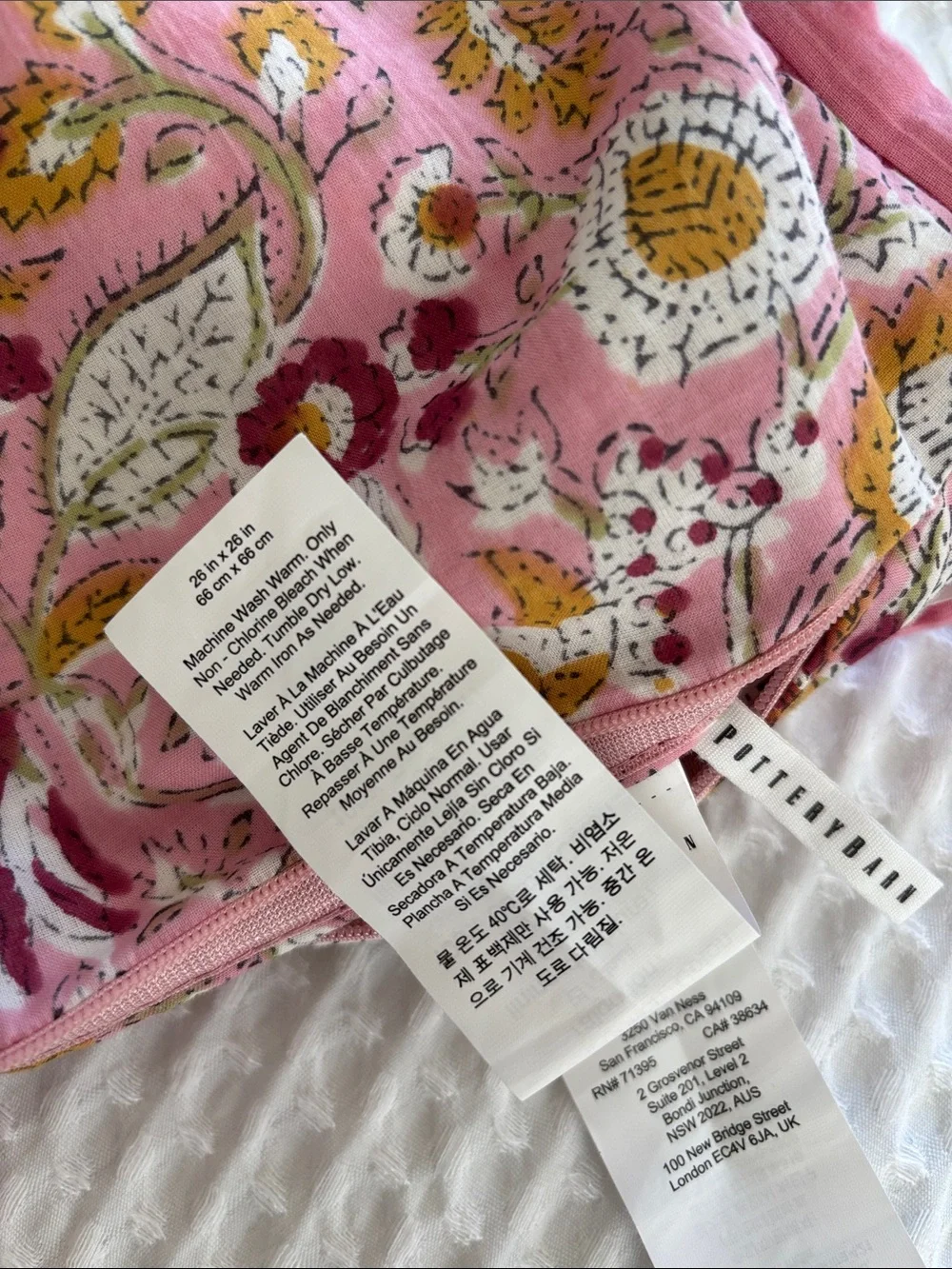 Pottery Barn Shannon Reversible Quilted Floral Pillow Shams Blue Pink Euro 26x26